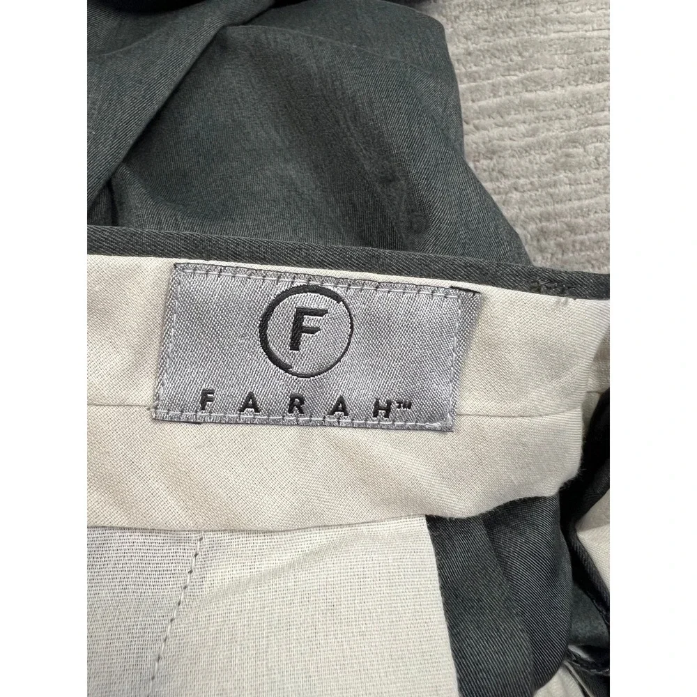 Farah Dress Pants Mens 36x32 Gray Double Pleated Cuffed Straight Leg Trousers
